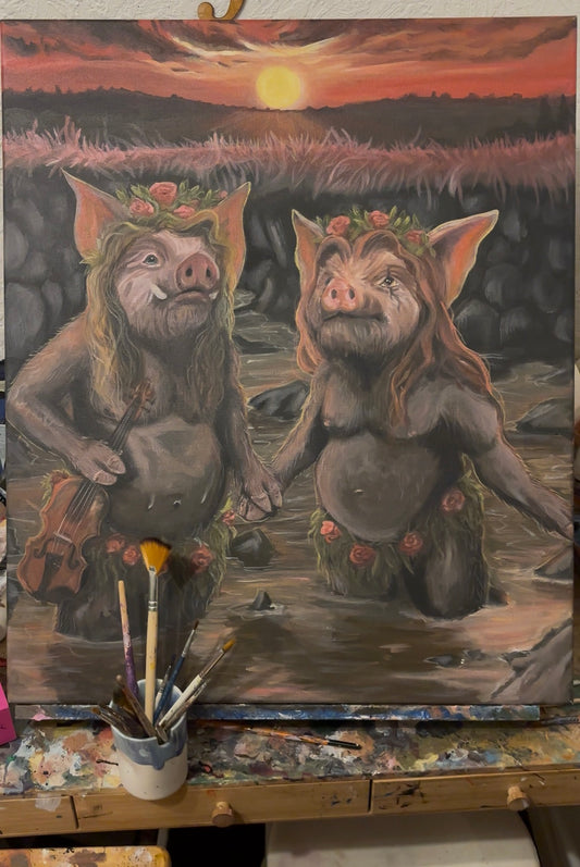 Fairy Pigs Original Painting